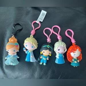 Disney Princess Keychain Set Cinderella  Elsa Jasmin Merida Frozen